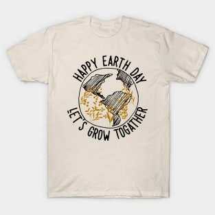Happy Earth Day One Line Art Flowers T-Shirt